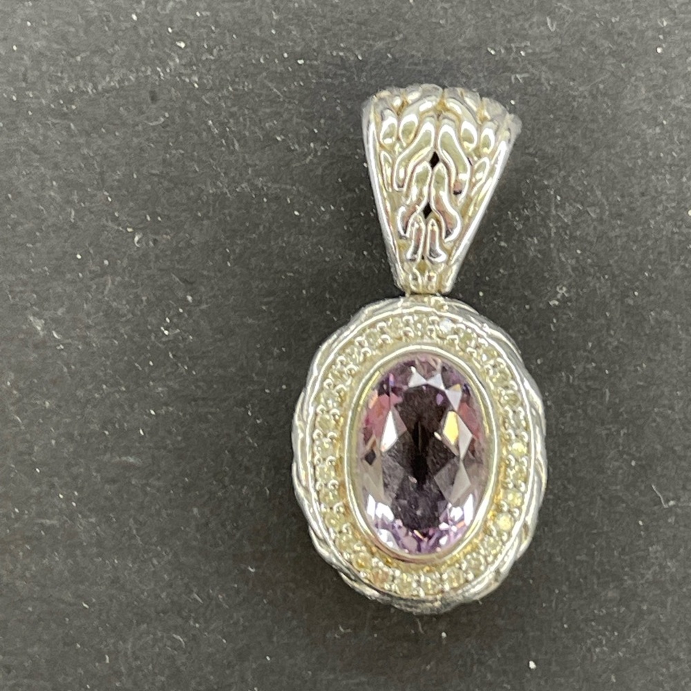 Rare Elegant John Hardy 2.08 ct Smokey Quartz, Silver and Diamond Pendant